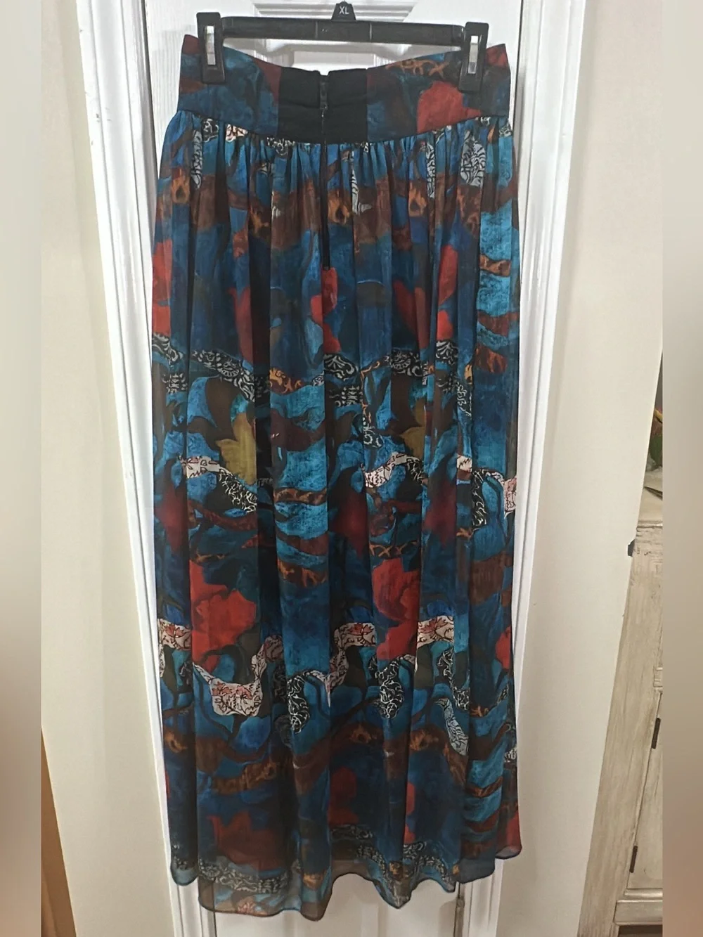 Alice + Olivia NWT Teal Blue Multi-Pattern Maxi Skirt (mix47)